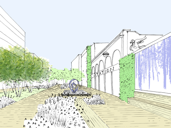 Park entrance to station